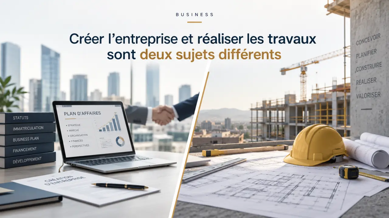 Créer l’entreprise et réaliser les travaux sont deux sujets différents