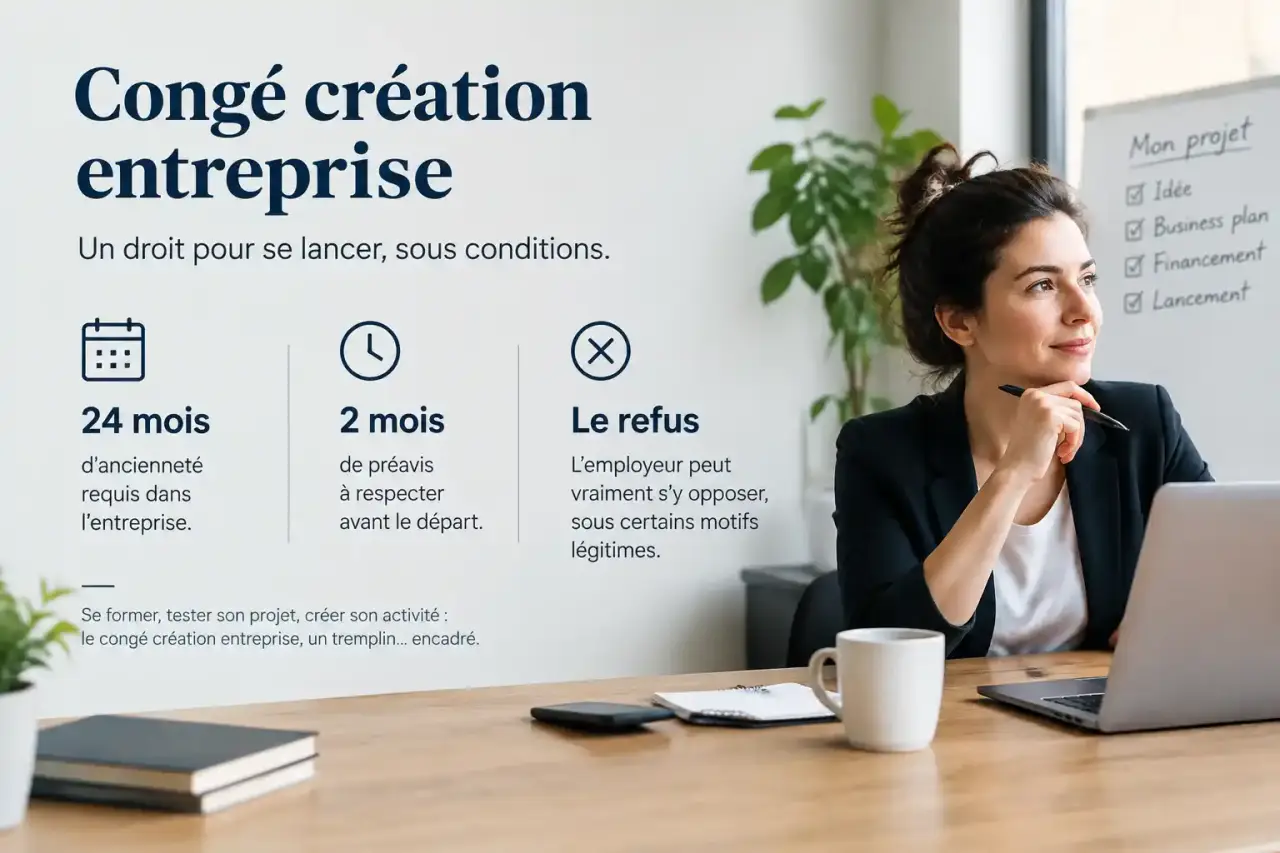 Congé création entreprise : 24 mois d'ancienneté, 2 mois de préavis et le refus que l'employeur peut vraiment opposer